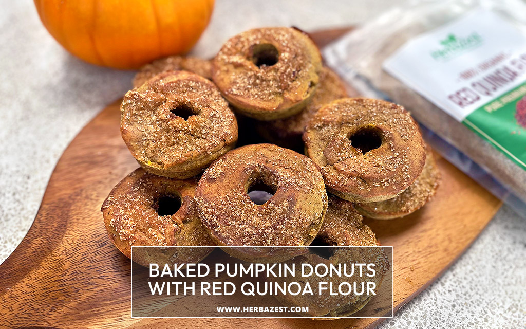 Baked Pumpkin Donuts with Red Quinoa Flour