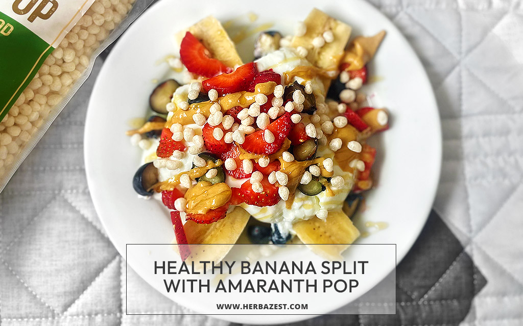 Healthy Banana Split with Amaranth Pop