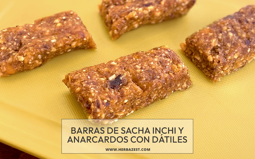 Barras de sacha inchi y anarcardos con dátiles