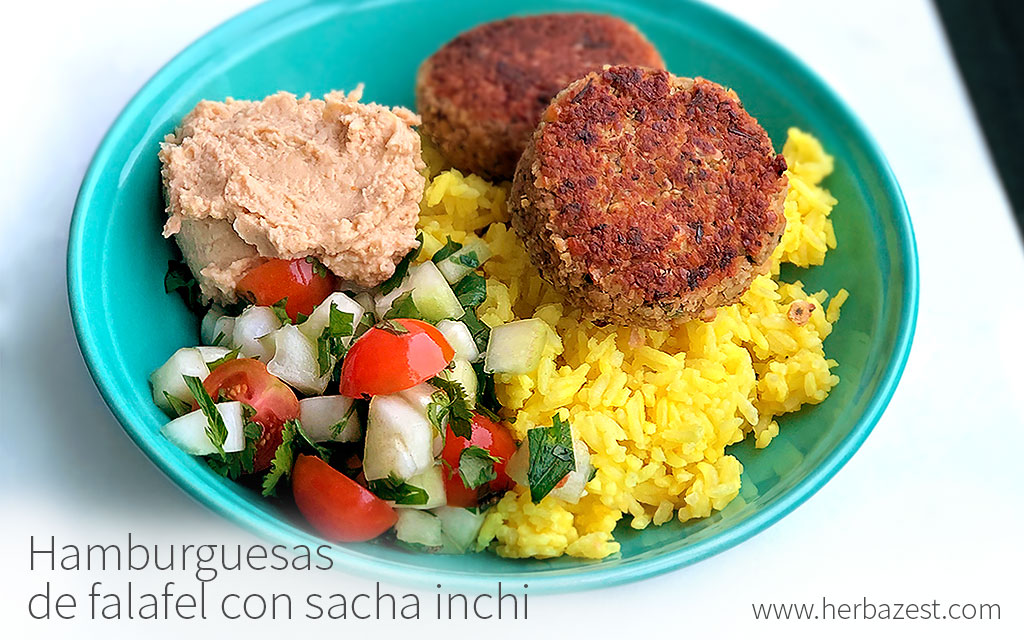 Hamburguesas de falafel con sacha inchi