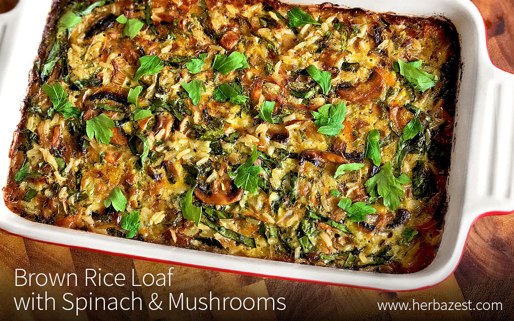 Brown Rice Loaf with Spinach & Mushrooms